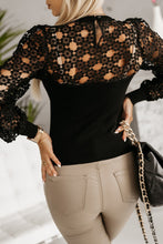 Load image into Gallery viewer, Hollowed Floral Lace Splicing Long Sleeve Top
