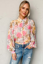 Load image into Gallery viewer, All Floral Puff Sleeve Collared Shirt
