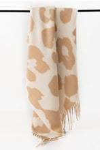 Load image into Gallery viewer, Parchment Cow Print Fringed Winter Large Scarf
