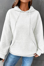 Load image into Gallery viewer, White Lattice Textured Kangaroo Pocket Drawstring Hoodie
