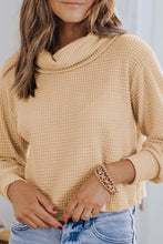 Load image into Gallery viewer, Apricot Solid Waffle Knit Turtleneck Long Sleeve Top
