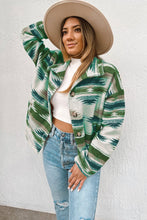 Load image into Gallery viewer, Blackish Green Aztec Print Button Up Long Sleeve Jacket
