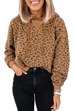 Load image into Gallery viewer, Leopard Long Sleeve Drawstring Cropped Hoodie
