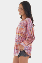 Load image into Gallery viewer, Multicolor Tie-dyed Boat Neck Dolman Sleeve Knit Top
