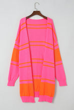 Load image into Gallery viewer, Multicolor Striped Long Sleeve Ribbed Trim Button Cardigan
