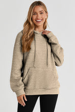 Load image into Gallery viewer, Khaki Quilted Kangaroo Pocket Drawstring Hoodie
