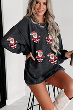 Load image into Gallery viewer, Black Sequined Santa Claus Graphic Corded Sweatshirt
