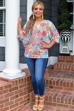 Load image into Gallery viewer, Multicolor Floral Print V Neck Half Sleeve Blouse
