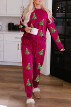 Load image into Gallery viewer, Sequined Christmas Tree Pattern Lounge Sweatsuit
