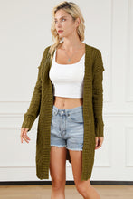 Load image into Gallery viewer, Green Exposed Seam Mixed Knit Drop Shoulder Cardigan
