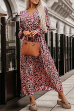 Load image into Gallery viewer, Multicolor Boho Floral Print Buttons Deep V Neck Maxi Dress
