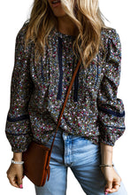 Load image into Gallery viewer, Multicolor Floral Print Puff Sleeve Blouse
