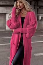 Load image into Gallery viewer, Rose Side Pockets Bubble Sleeve Knitted Cardigan
