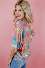 Load image into Gallery viewer, Multicolor Floral Print V Neck Half Sleeve Blouse
