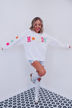 Load image into Gallery viewer, White Glitter Howdy Patch Graphic Casual Sweatshirt
