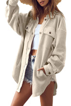 Load image into Gallery viewer, Apricot Flap Pocket Buttoned Cuffs Curved Hem Jacket
