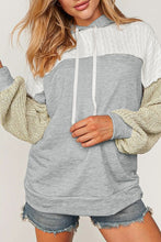 Load image into Gallery viewer, Gray Colorblock Patchwork Pullover Hoodie
