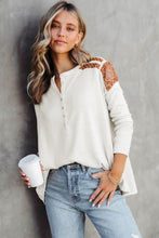 Load image into Gallery viewer, White Contrast Crochet Lace Henley Top
