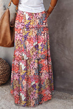 Load image into Gallery viewer, Multicolor Boho Floral Print High Waist Maxi Skirt
