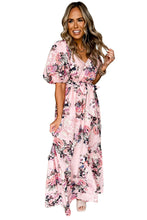 Load image into Gallery viewer, Floral Puff Sleeve High Waist Maxi Dress
