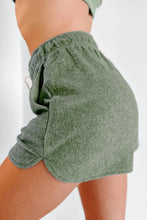 Load image into Gallery viewer, Green Fleece Two-piece Cropped Pullover and Shorts Set
