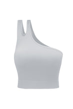 Load image into Gallery viewer, Single Split Shoulder Ribbed Cropped Sports Top
