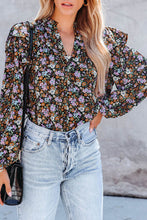 Load image into Gallery viewer, Floral Print Ruffled Bubble Sleeve Shirt
