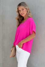 Load image into Gallery viewer, Solid V Neck Short Sleeve Blouse
