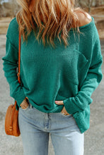 Load image into Gallery viewer, Solid Color Off Shoulder Rib Knit Sweater with Pocket
