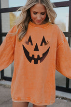 Load image into Gallery viewer, Orange Pumpkin Smile Face Graphic Sweatshirt
