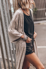 Load image into Gallery viewer, Apricot Sequin 3/4 Sleeve Open Front Duster Kimono
