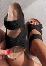 Load image into Gallery viewer, Linen Woven Cross Criss Hollowed Slip-On Slippers
