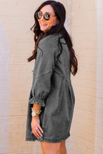 Load image into Gallery viewer, Gray Buttoned Long Sleeve Denim Mini Dress
