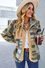 Load image into Gallery viewer, Khaki Western Colorblock Snap Buttoned Sherpa Jacket
