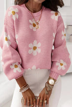 Load image into Gallery viewer, Floral Pattern Drop Shoulder Sweater
