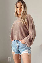 Load image into Gallery viewer, Khaki Cording Drop Shoulder Puff Sleeve Casual Blouse
