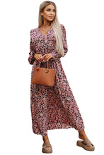 Load image into Gallery viewer, Multicolor Boho Floral Print Buttons Deep V Neck Maxi Dress
