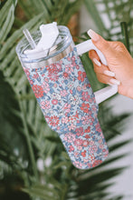 Load image into Gallery viewer, Multicolour Floral Print Handled Stainless Tumbler with Straw
