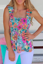 Load image into Gallery viewer, Multicolor Floral Print Smocked Tank Top
