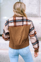 Load image into Gallery viewer, Khaki Plaid Corduroy Flap Pockets Boxy Chunky Jacket
