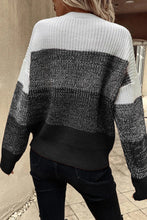 Load image into Gallery viewer, Black Color Block Drop Shoulder Ribbed Trim Sweater
