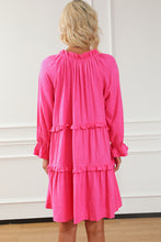 Load image into Gallery viewer, Rose Split V Neck Tiered Frill Babydoll Loose Dress
