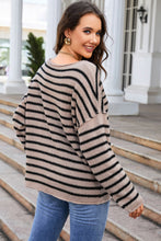 Load image into Gallery viewer, Striped Print Dropped Shoulder Loose Sleeve Sweater
