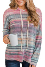 Load image into Gallery viewer, Multicolor Striped Print Cable Knit Drop Shoulder Hoodie
