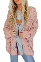 Load image into Gallery viewer, Pink Casual Hollowed Knit Dolman Sleeve Cardigan
