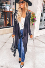 Load image into Gallery viewer, Black Draped Open Front Long Cardigan
