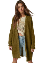 Load image into Gallery viewer, Green Exposed Seam Mixed Knit Drop Shoulder Cardigan
