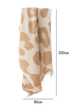 Load image into Gallery viewer, Parchment Cow Print Fringed Winter Large Scarf
