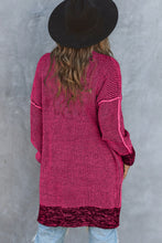 Load image into Gallery viewer, Rose Plaid Knitted Long Open Front Cardigan
