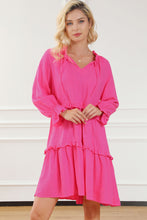 Load image into Gallery viewer, Rose Split V Neck Tiered Frill Babydoll Loose Dress
